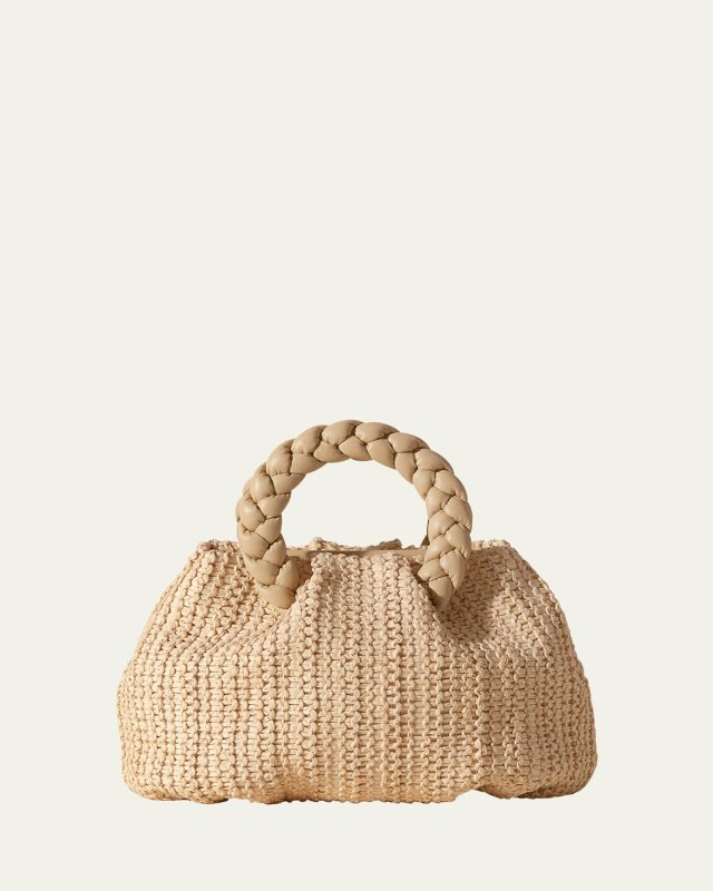 Bombon Medium Braided Raffia Crossbody Bag